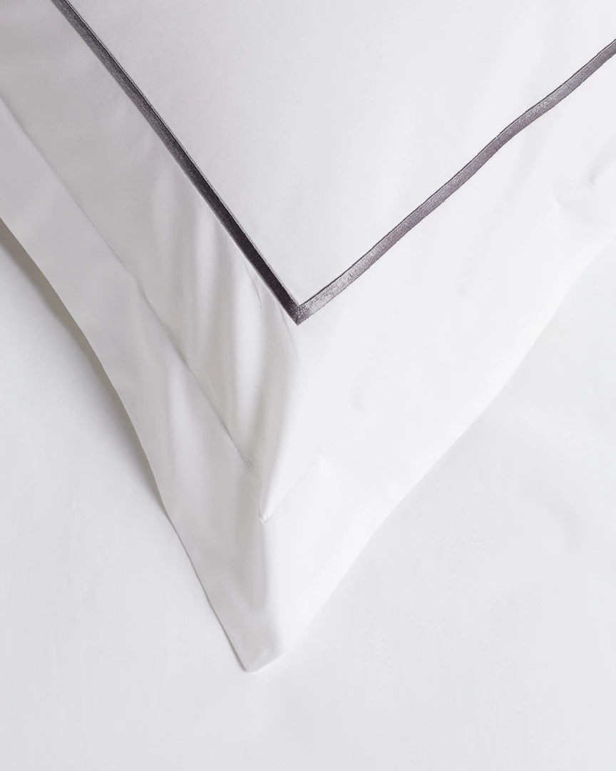 Melange 300TC Percale Single Embroidered Stripe Duvet Set Home Duvet Inserts & Duvets - Image 2