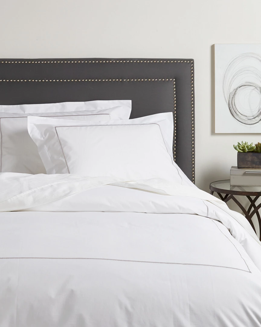 Melange 300TC Percale Single Embroidered Stripe Duvet Set Home Duvet Inserts & Duvets