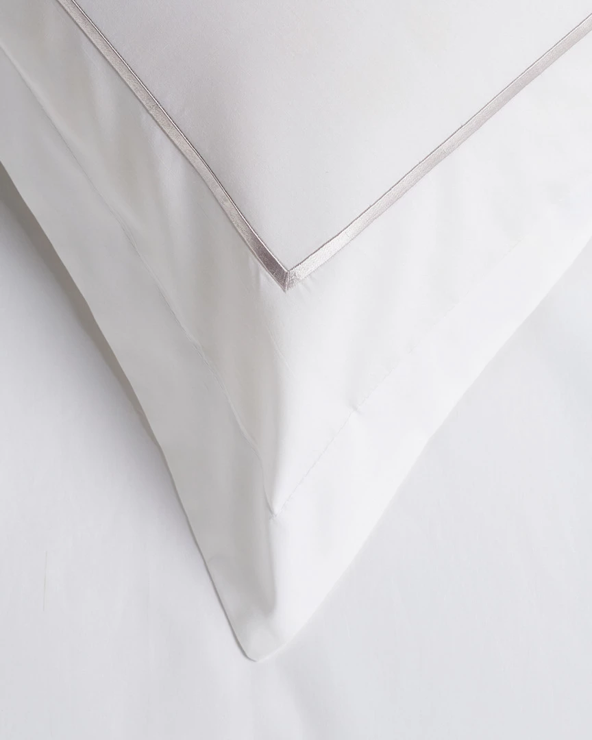 Melange 300TC Percale Single Embroidered Stripe Duvet Set Home Duvet Inserts & Duvets - Image 2