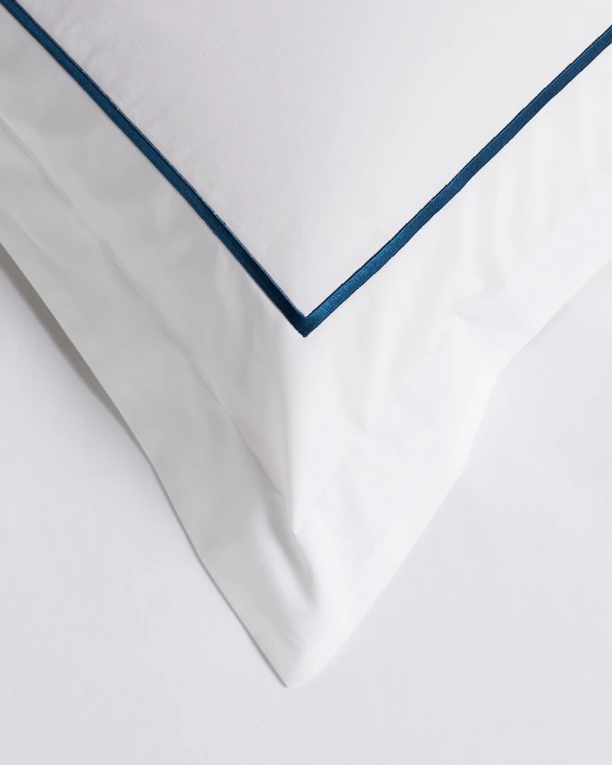 Melange 300TC Percale Single Embroidered Stripe Duvet Set Home Duvet Inserts & Duvets - Image 2