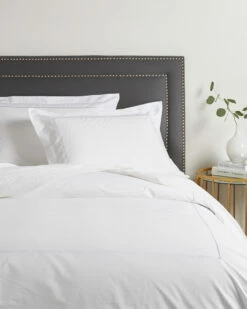 Melange 300TC Percale Single Embroidered Stripe Duvet Set Home Duvet Inserts & Duvets