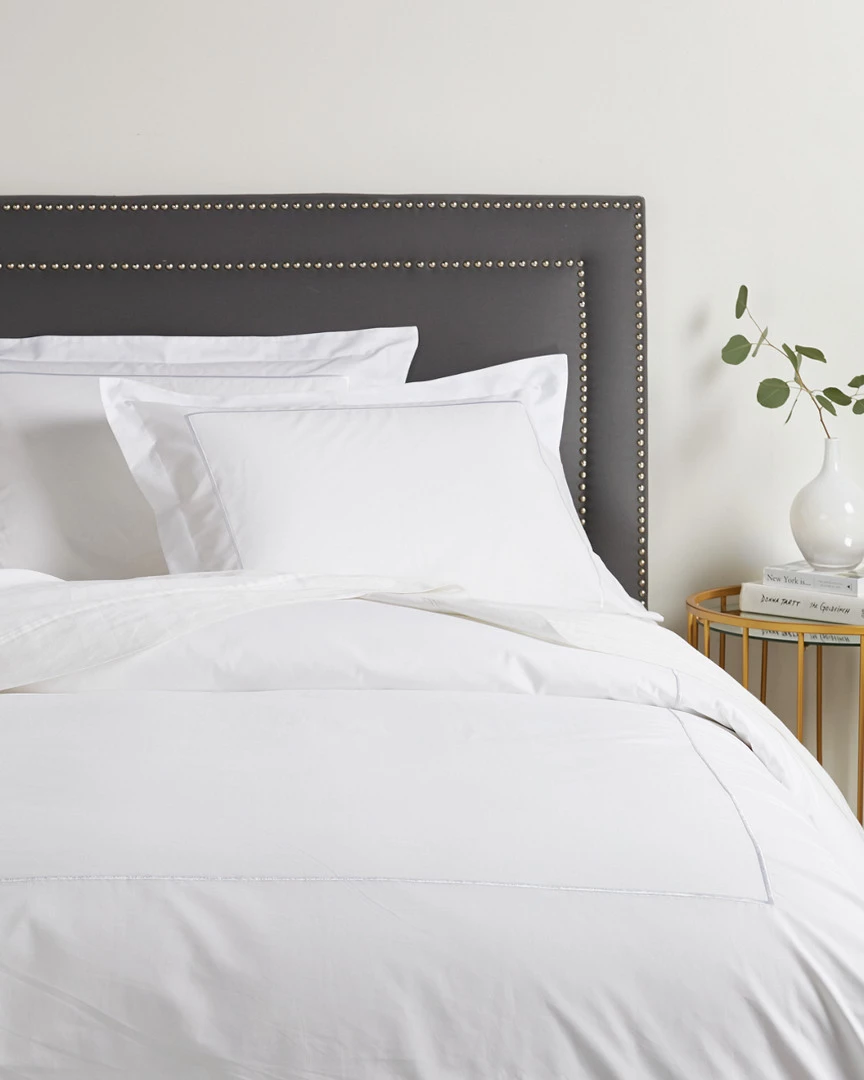 Melange 300TC Percale Single Embroidered Stripe Duvet Set Home Duvet Inserts & Duvets