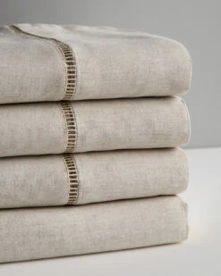 Melange Hemstitich Linen Sheet Set Home Sheets