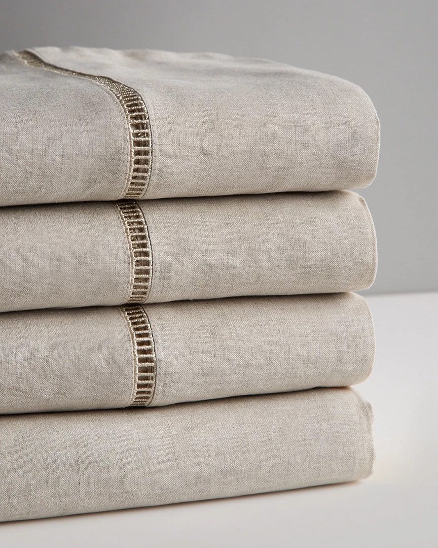 Melange Hemstitich Linen Sheet Set Home Sheets