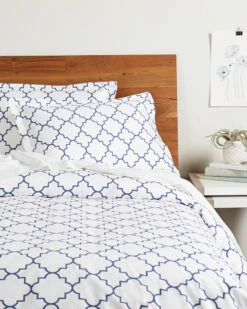 Melange Home Lattice Duvet Set Navy Duvet Inserts & Duvets