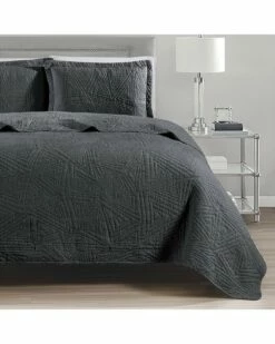 Melange Home Stonewash Crazy Triangle Quilt Set Comforters & Quilts