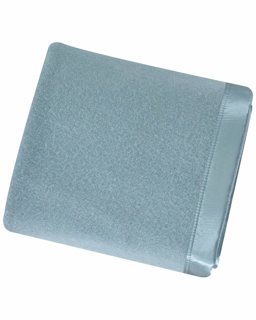Melange Home 100% Merino Wool Blanket With Satin Border Blankets & Throws Blue - Image 2