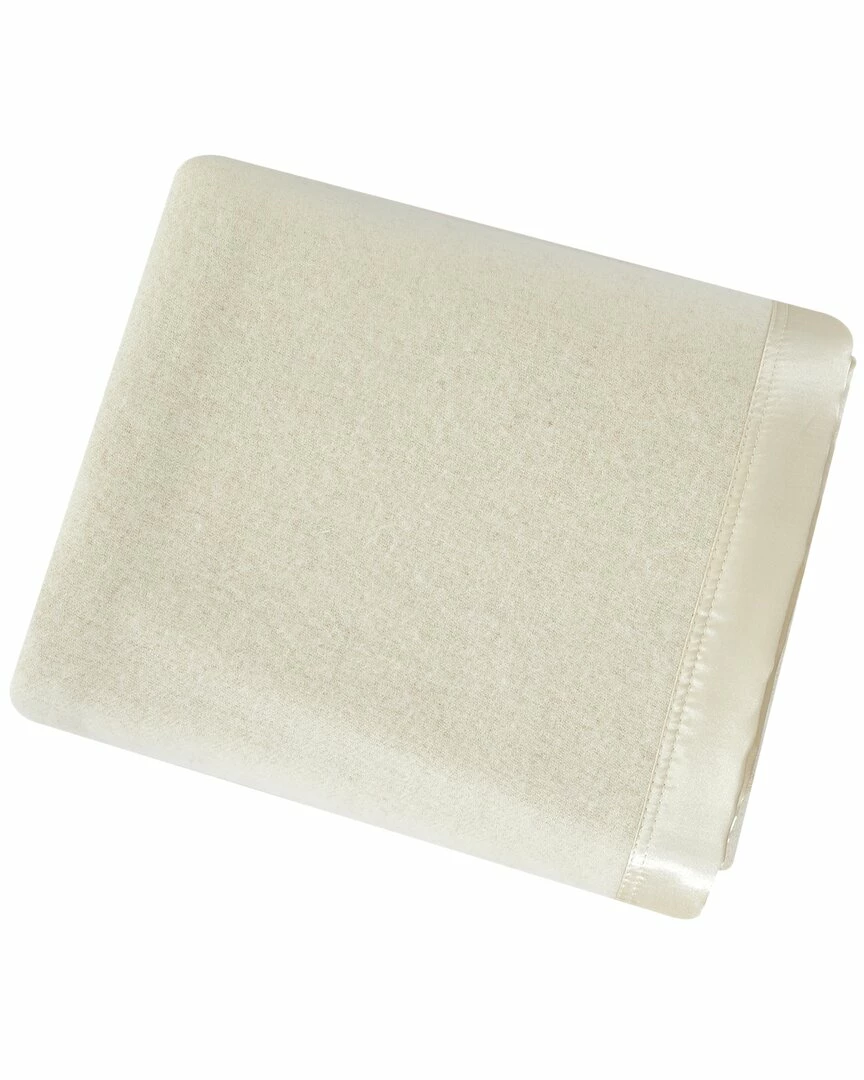 Melange Home 100% Merino Wool Blanket With Satin Border Blankets & Throws Ivory - Image 2
