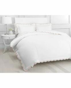 Melange Home Double Scalloped Embrodiery Duvet Set Duvet Inserts & Duvets Mutli