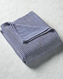 Melange Herringbone Blanket Navy Home Blankets & Throws