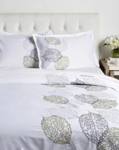 Melange Home Turning Leaf Embrodiery Duvet Set Duvet Inserts & Duvets