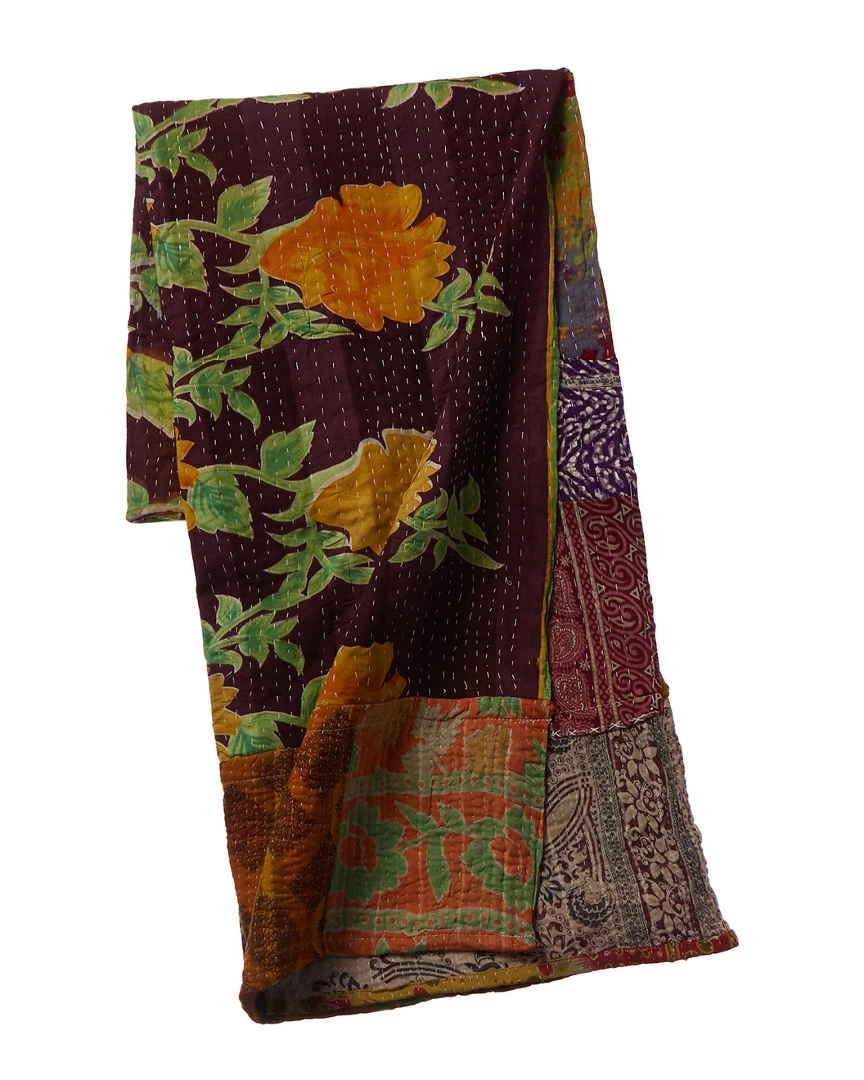 Melange Overdyed Kantha Throw Home Blankets & Throws