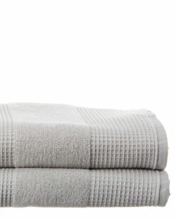 Melange Waffle Terry Turkish Cotton Bath Towel 2pc Set Home Bath Towels