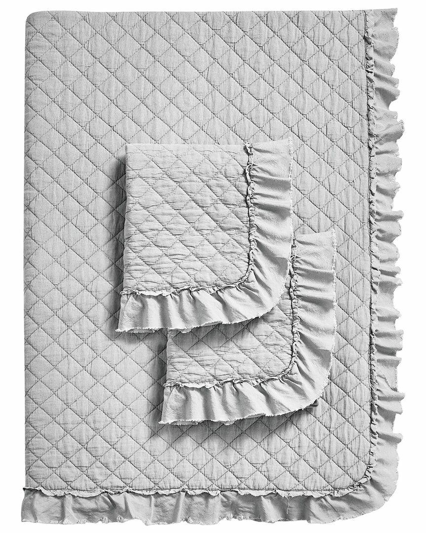 Melange Home Stonewash Diamond Ruffles Quilt Set Comforters & Quilts - Image 3