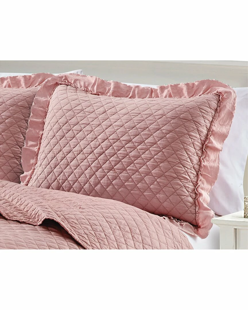 Melange Home Stonewash Diamond Ruffles Quilt Set Comforters & Quilts - Image 2