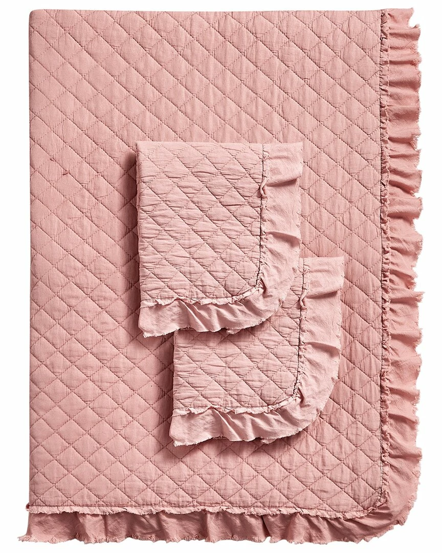 Melange Home Stonewash Diamond Ruffles Quilt Set Comforters & Quilts - Image 3