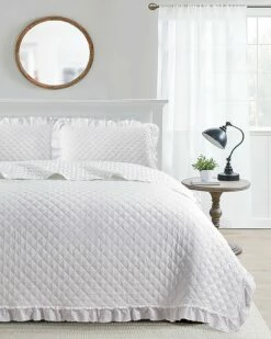 Melange Home Stonewash Diamond Ruffles Quilt Set Comforters & Quilts