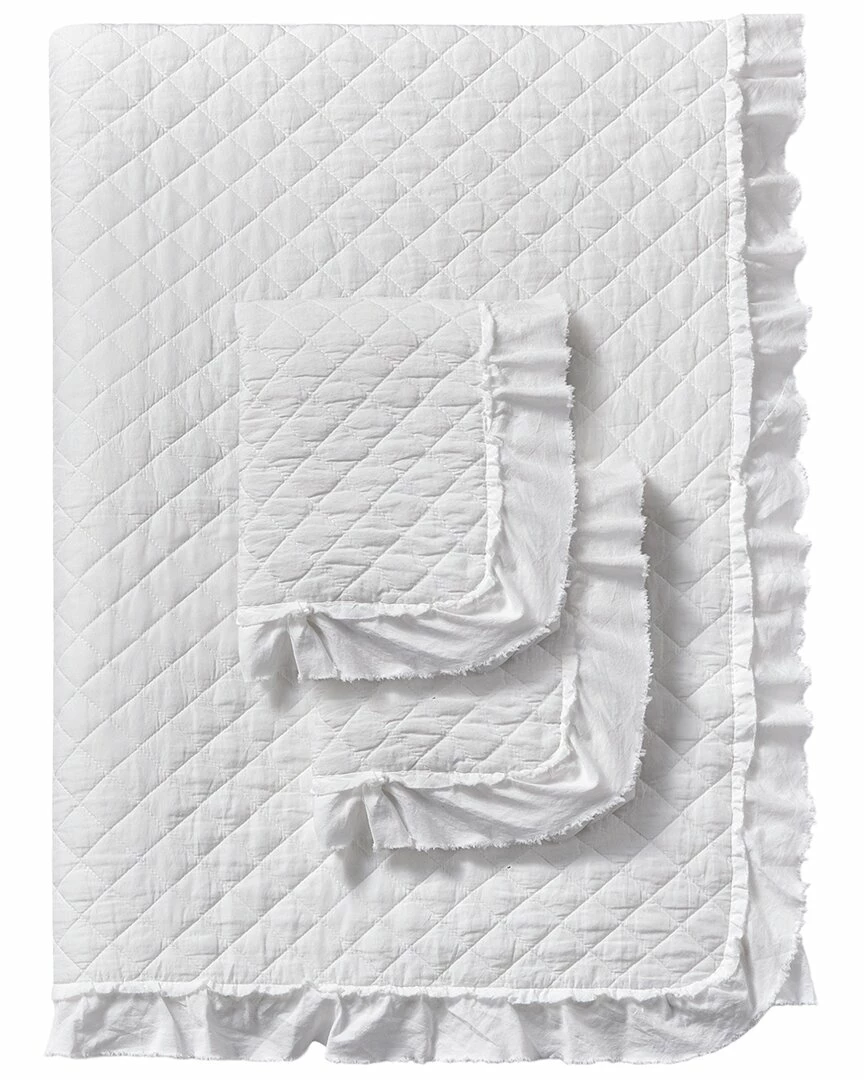 Melange Home Stonewash Diamond Ruffles Quilt Set Comforters & Quilts - Image 2