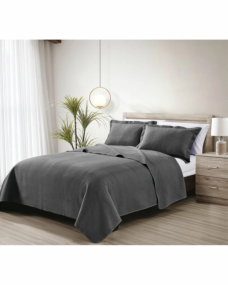 Melange Home Stonewash Micro Vermechelli Quilt Set Comforters & Quilts