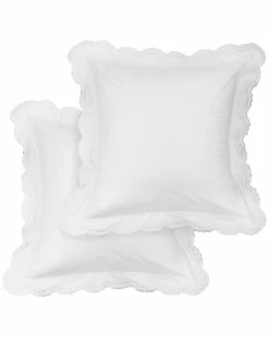 Melange 300TC Double Scalloped Percale Set Of 2 Euro Shams Home Pillowcases & Shams