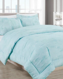 Melange Barbarian Sleepy Texture 3pc Comforter Set Turquoise Home Comforters & Quilts