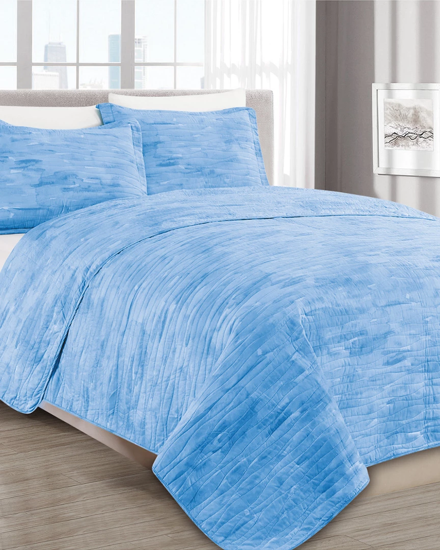 Melange Barbarian Sleepy Texture Quilt Set Blue Home Comforters & Quilts