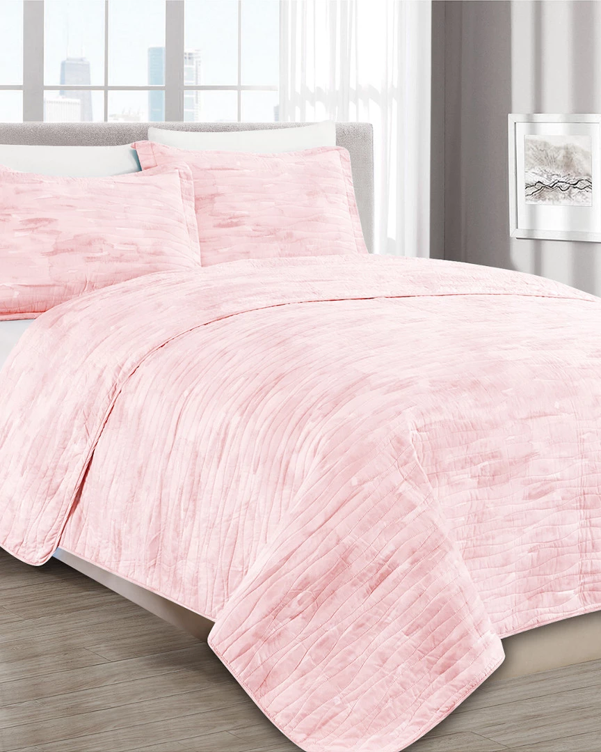 Melange Barbarian Sleepy Texture Quilt Set Pink Home Comforters & Quilts