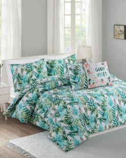 Melange Barbarian Sunset Palm 3pc Cotton Comforter Set Home Duvet Inserts & Duvets