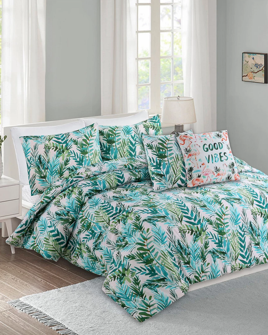 Melange Barbarian Sunset Palm 3pc Cotton Comforter Set Home Duvet Inserts & Duvets