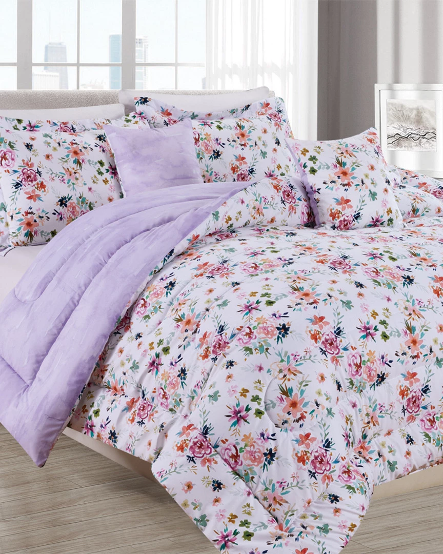 Melange Barbarian Wild Love Lilac 5pc Comforter Set Home Duvet Inserts & Duvets