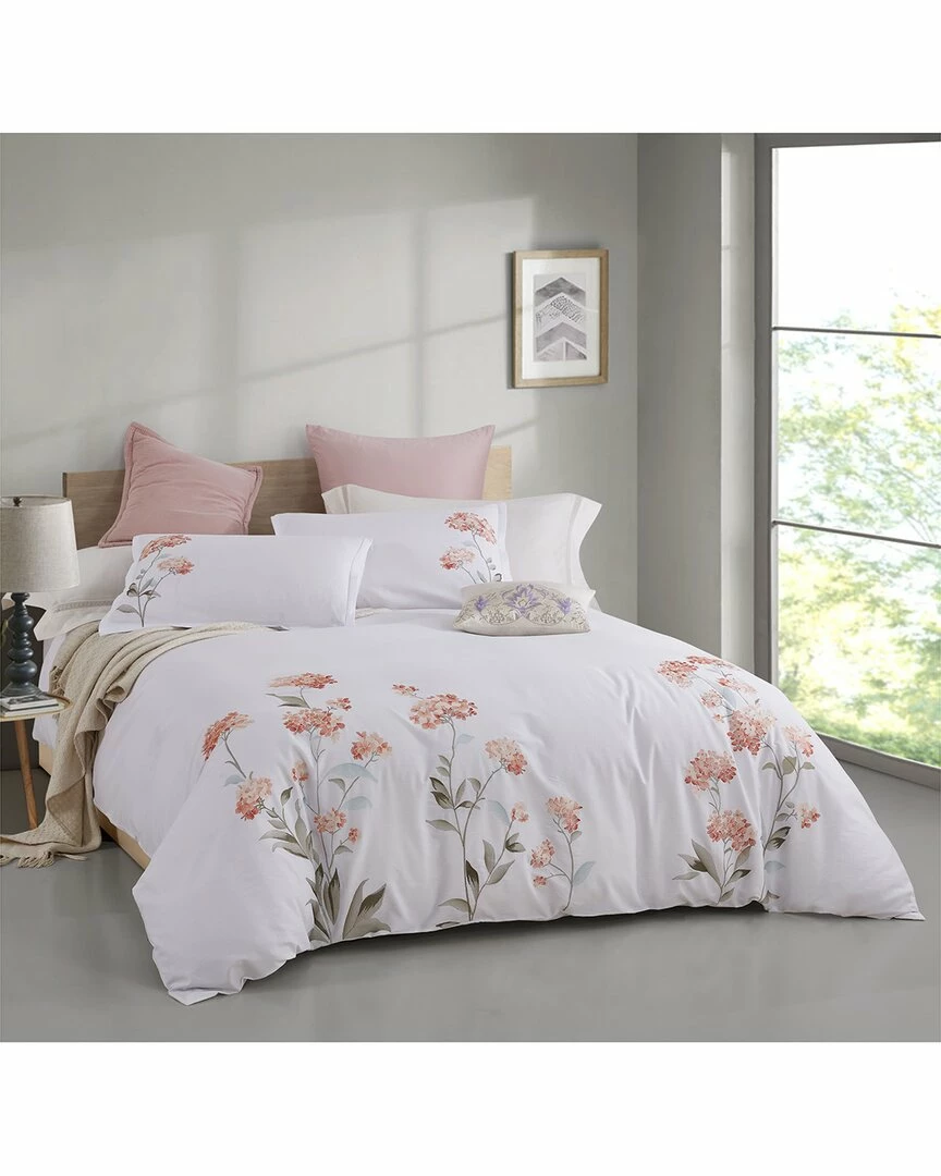 Melange Home Hydrangea Embroidery 3pc Duvet Set Duvet Inserts & Duvets