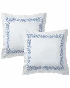 Melange Home Floral Vine Embroidery Set Of 2 Euro Shams Pillowcases & Shams