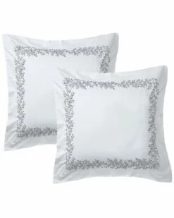 Melange Home Floral Vine Embroidery Set Of 2 Euro Shams Pillowcases & Shams