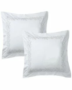 Melange Home Floral Vine Embroidery Set Of 2 Euro Shams Pillowcases & Shams
