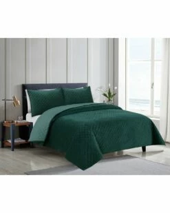 Melange Home Classic Velvet Diamond 3pc Quilt Set Comforters & Quilts