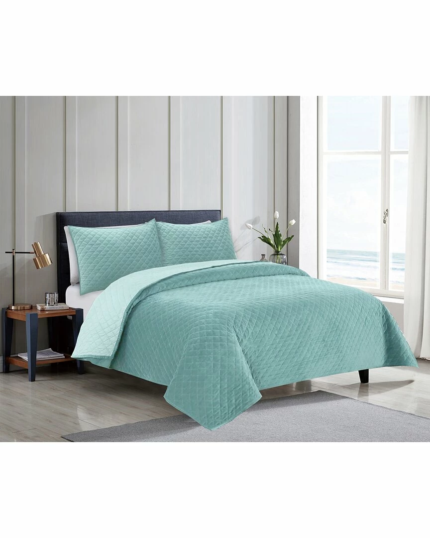 Melange Home Classic Velvet Diamond 3pc Quilt Set Comforters & Quilts