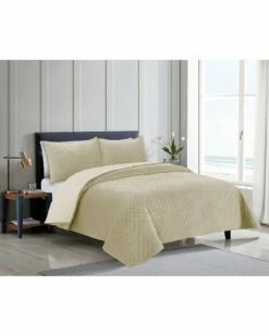 Melange Home Classic Velvet Diamond 3pc Quilt Set Comforters & Quilts