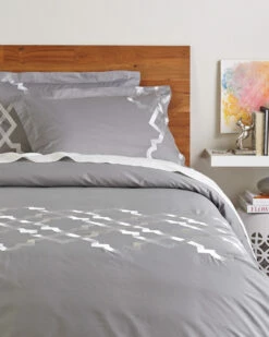 Melange Home Lattice Embroidered Duvet Set Duvet Inserts & Duvets