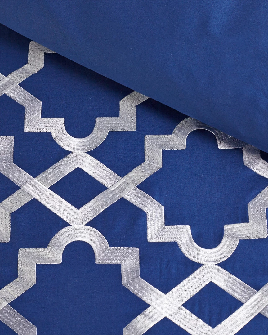 Melange Home Lattice Embroidered Duvet Set Duvet Inserts & Duvets - Image 2