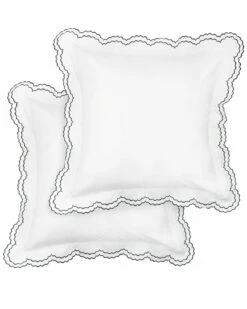 Melange Home Double Scalloped Embroidered Sham Pair Pillowcases & Shams