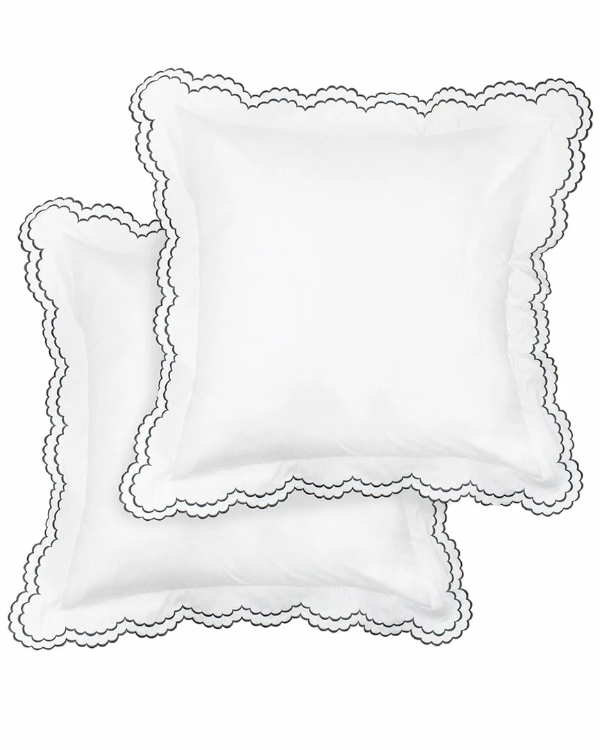Melange Home Double Scalloped Embroidered Sham Pair Pillowcases & Shams