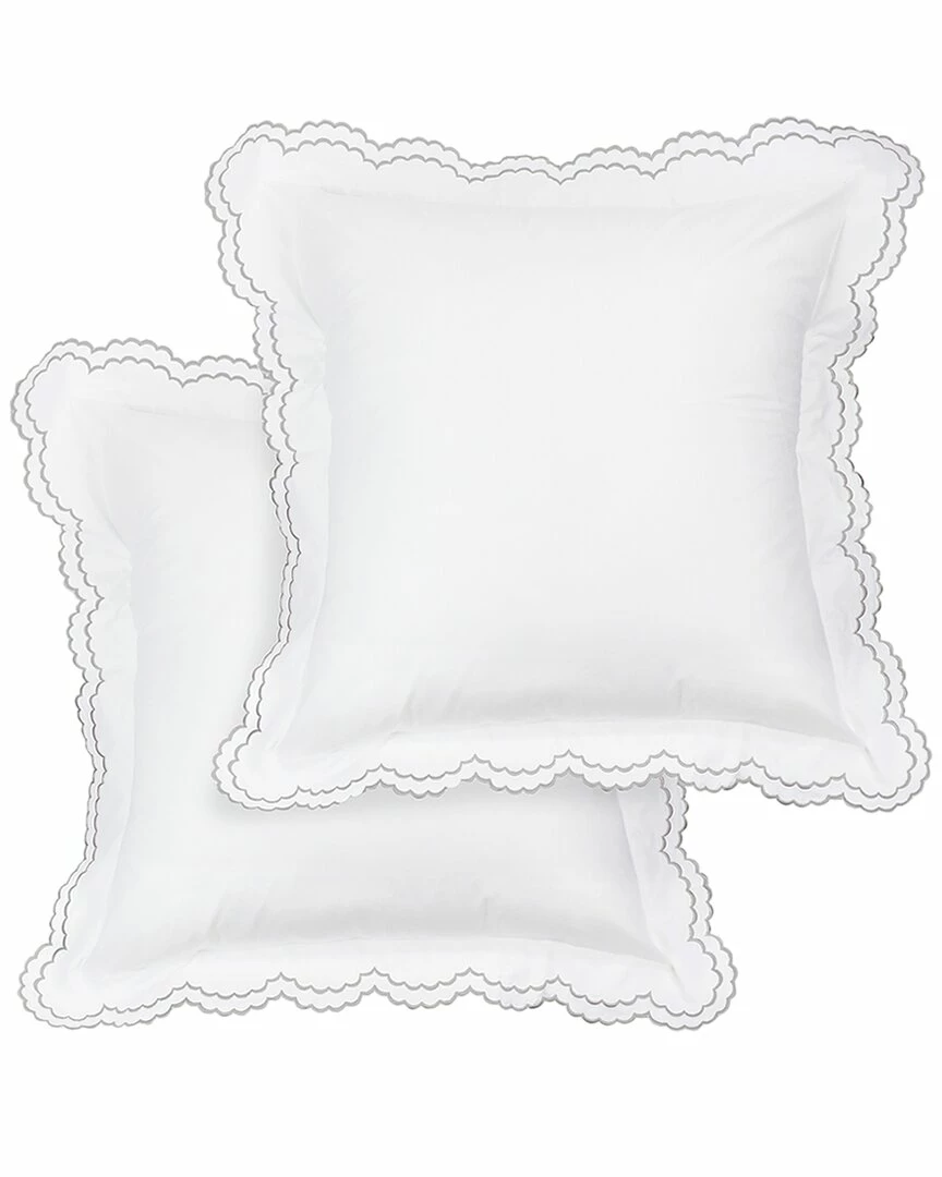 Melange Home Double Scalloped Embroidered Sham Pair Pillowcases & Shams