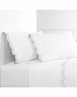 Melange Home Double Scalloped Embroidered Sheet Set Sheets Grey
