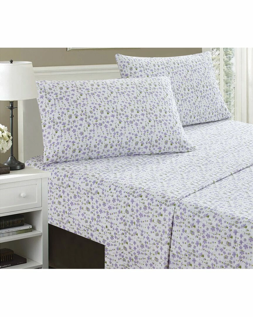 Melange Home T400 Hemstitch Little Lilac Sheet Set Sheets Purple - Image 4