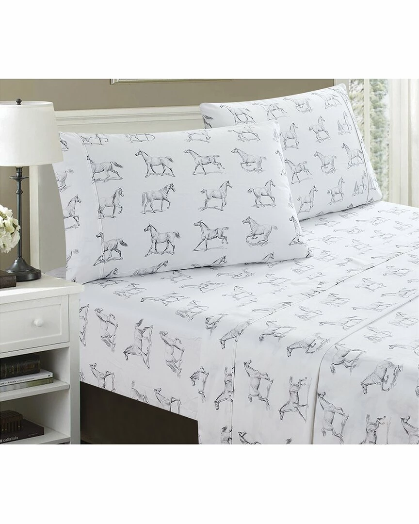 Melange Home T400 Horses Sheet Set Sheets Grey - Image 4