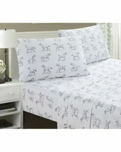 Melange Home T400 Horses Sheet Set Sheets Grey