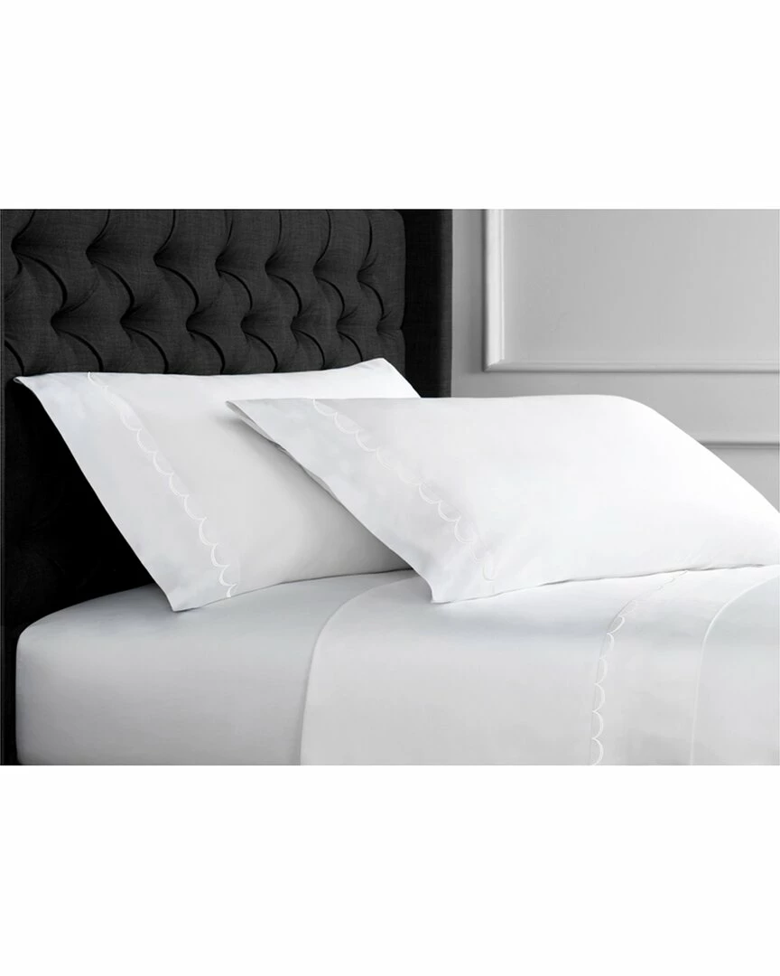 Melange Home T600 Scallop Embroidered Sheet Set Sheets White - Image 4