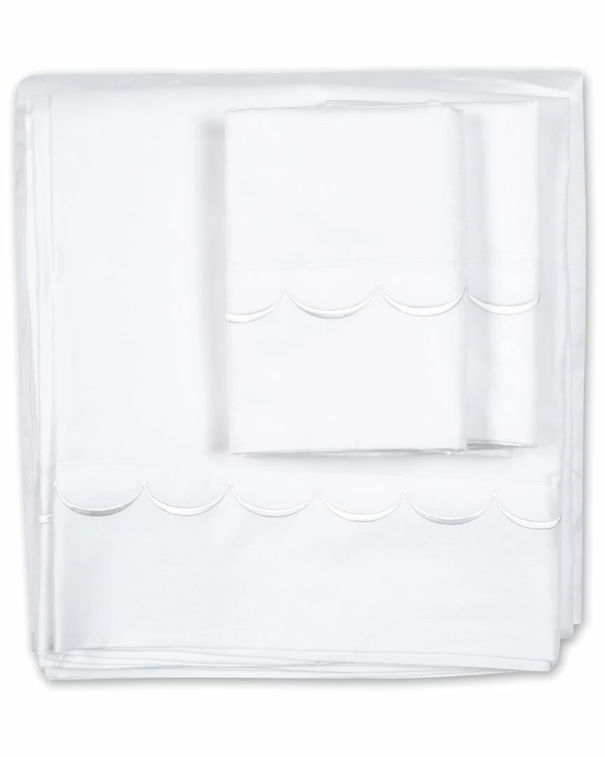 Melange Home T600 Scallop Embroidered Sheet Set Sheets White - Image 2