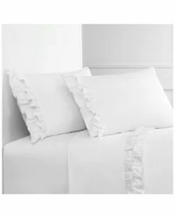 Melange Home Percale 300TC Double Ruffle Sheet Set Sheets