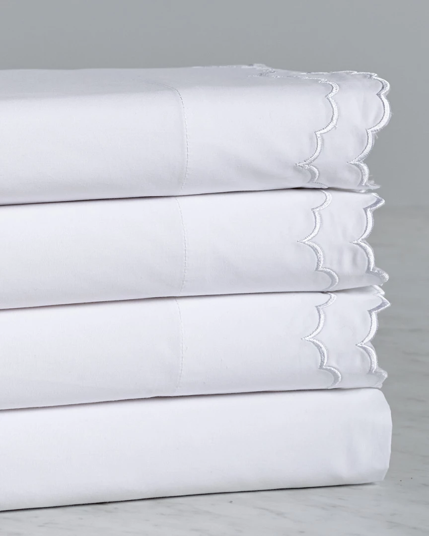 Melange Home Double Scalloped Emb Sheet Set Sheets White - Image 3